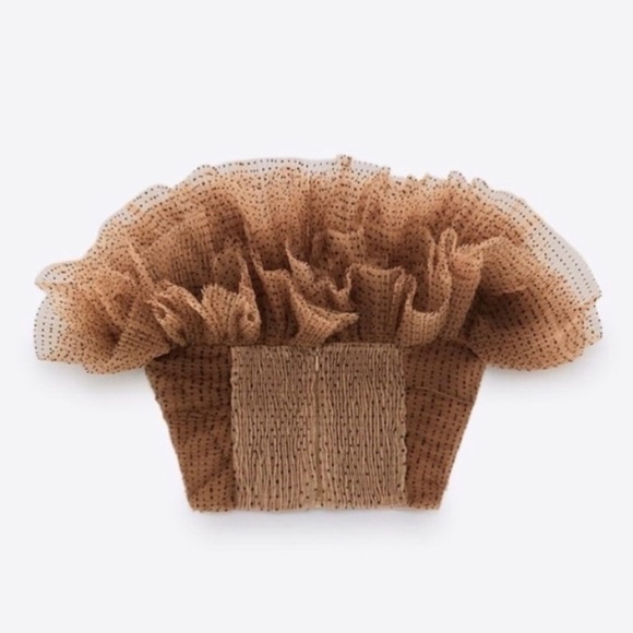 NEW ZARA TULLE POLKA DOT CROP TOP - Picture 7 of 9